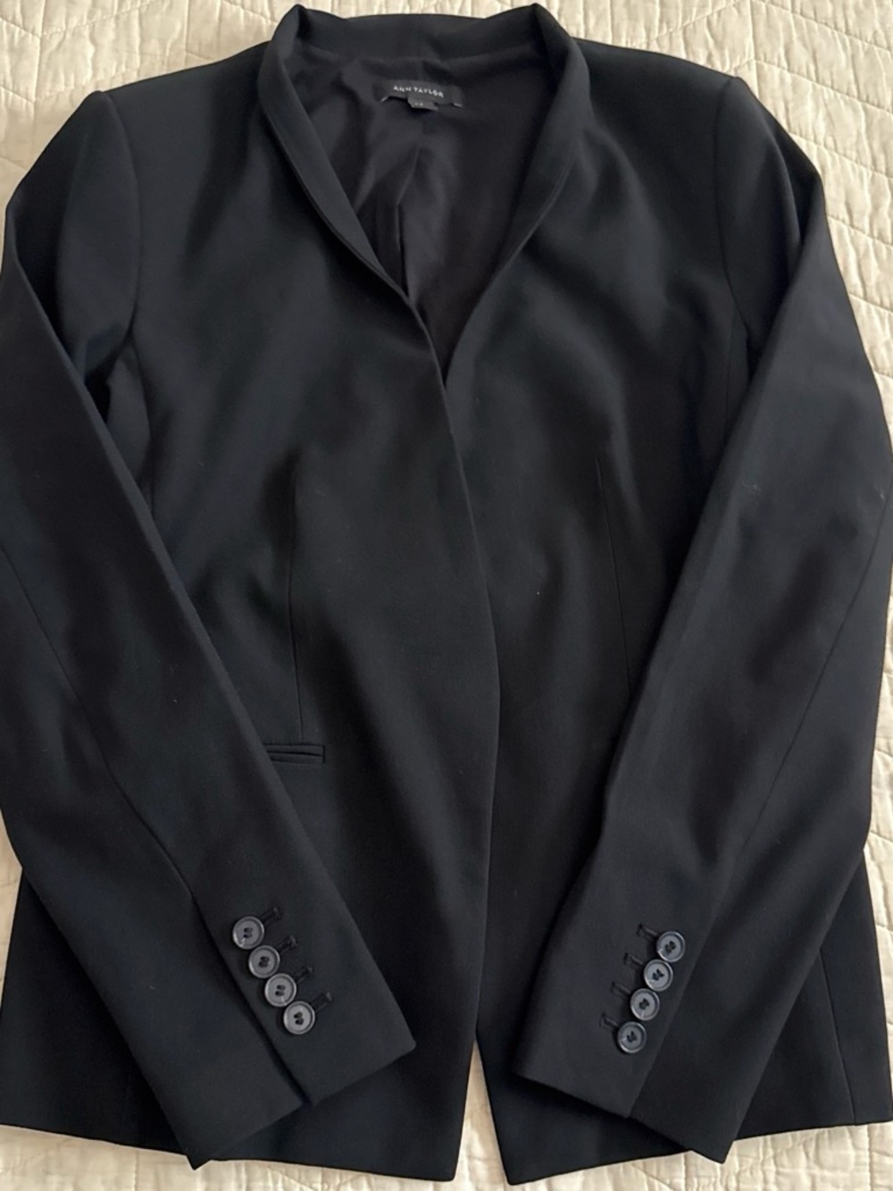 Ann Taylor Black Women's Fitted Blazer with Button Cuffs